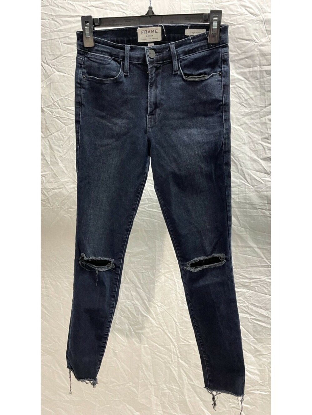 Frame Denim Le High Skinny Ripped Jeans in Sterling 27